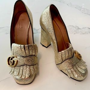 Gucci Gold Marmont Pumps